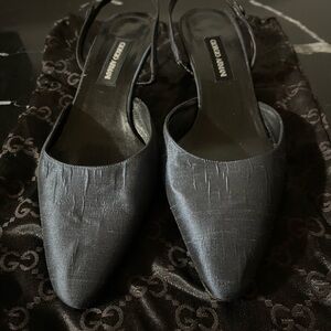 Giorgio Armani Women's Dark Satin Slingback Heels